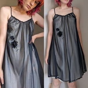 Vintage 1960s Vanity Fair Nightgown Floral Nylon